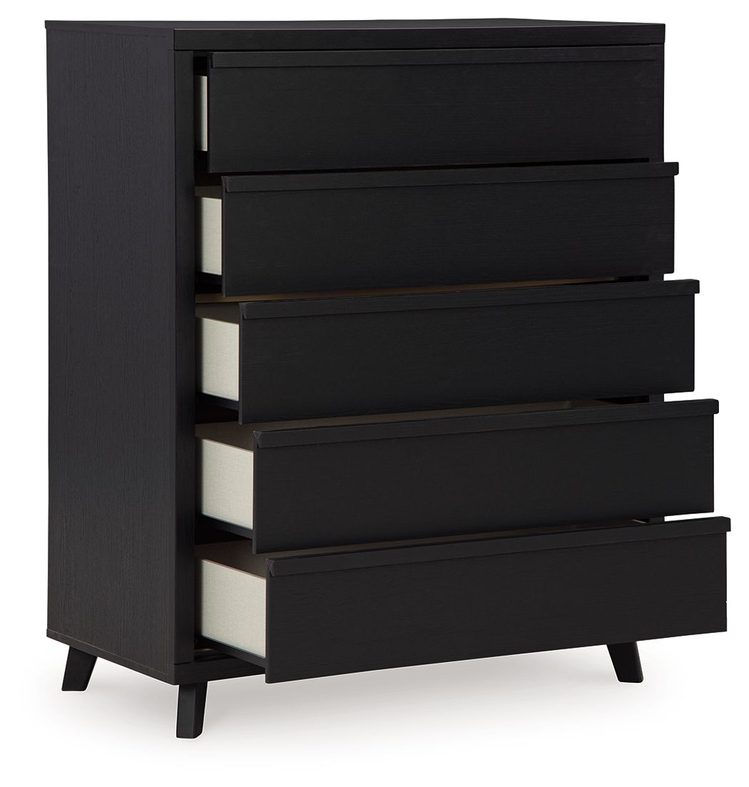 Danziar - Grande commode à cinq tiroirs - Noir