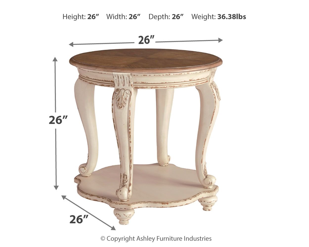 Realyn - Table d'appoint ronde - Blanc / Brun
