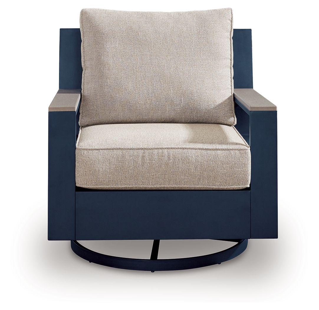 East Beach - Fauteuil planeur pivotant avec coussin - Bleu