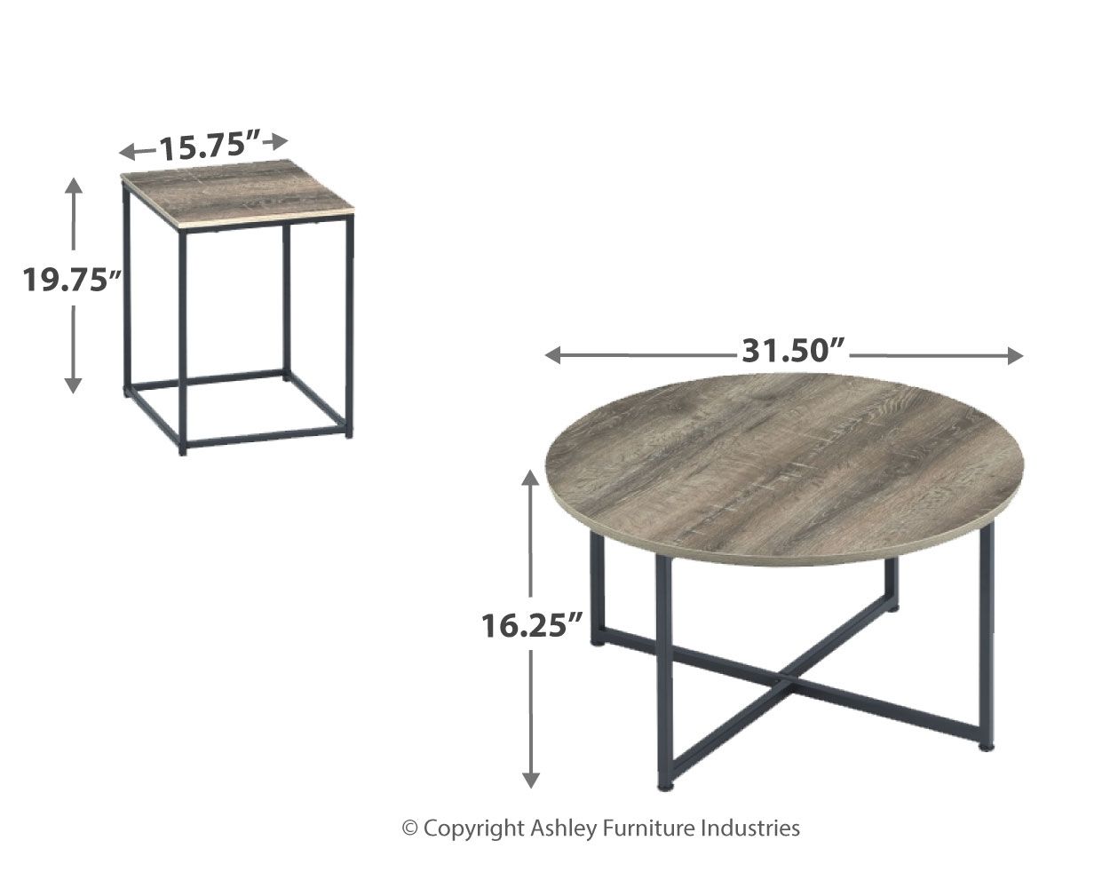 Wadeworth - Tables d'appoint gigognes (lot de 3) - Marron / Beige