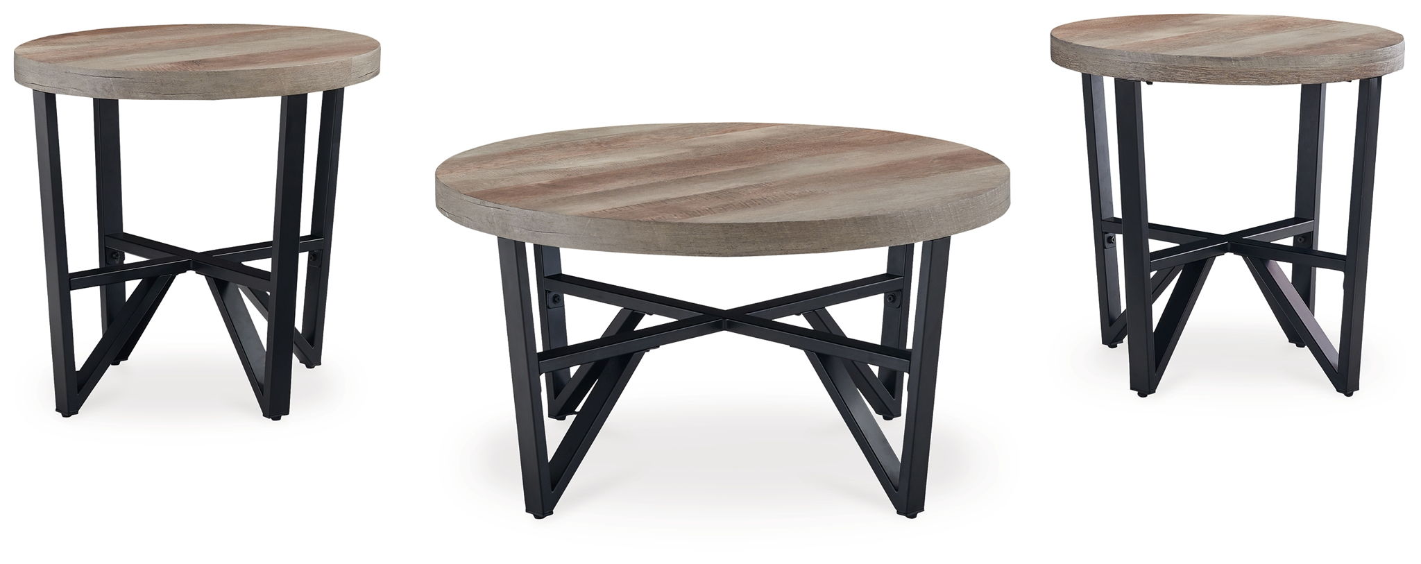 Deanlee - Tables d'appoint gigognes (lot de 3) - Marron grisâtre / Noir