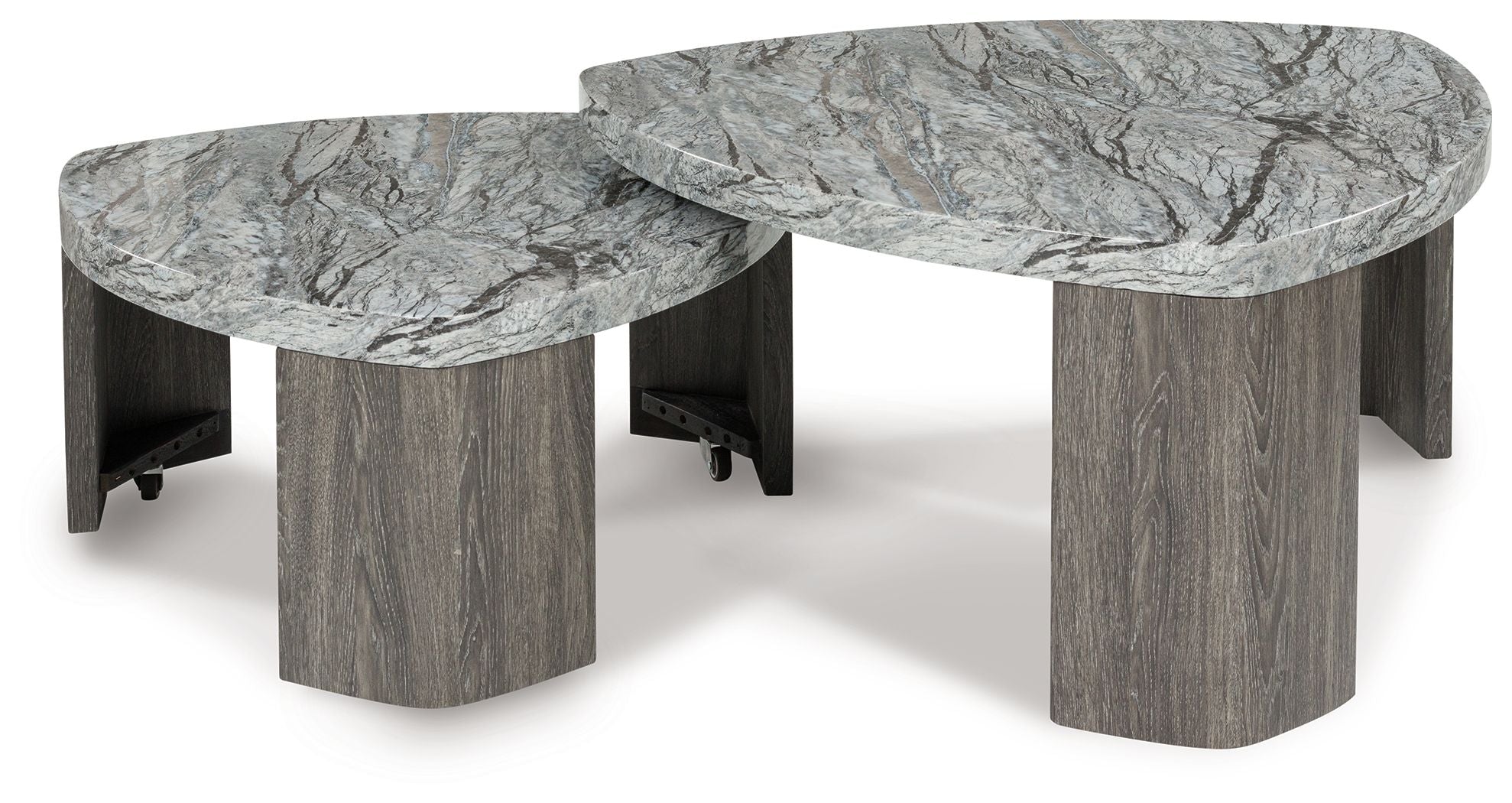 Surmour - Table basse empilable - Gris / Marron