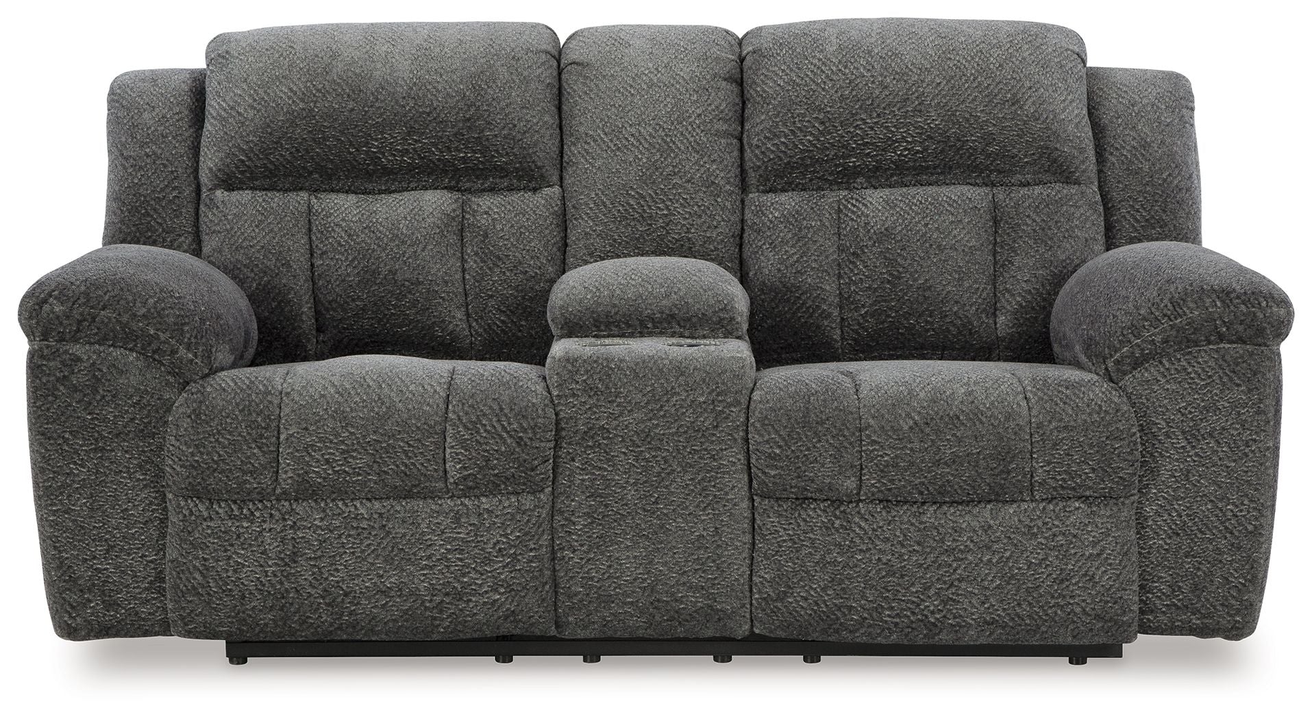 Frohn - Causeuse inclinable double avec console - Tissu - Graphite