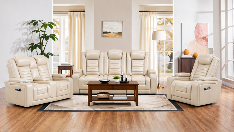 Apricot Power Reclining Console Sofa