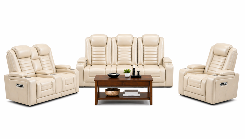 Apricot Power Reclining Console Sofa