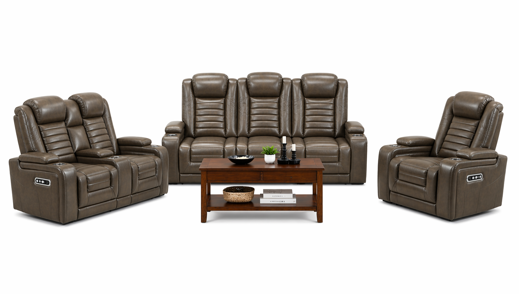 Apricot Power Reclining Console Sofa