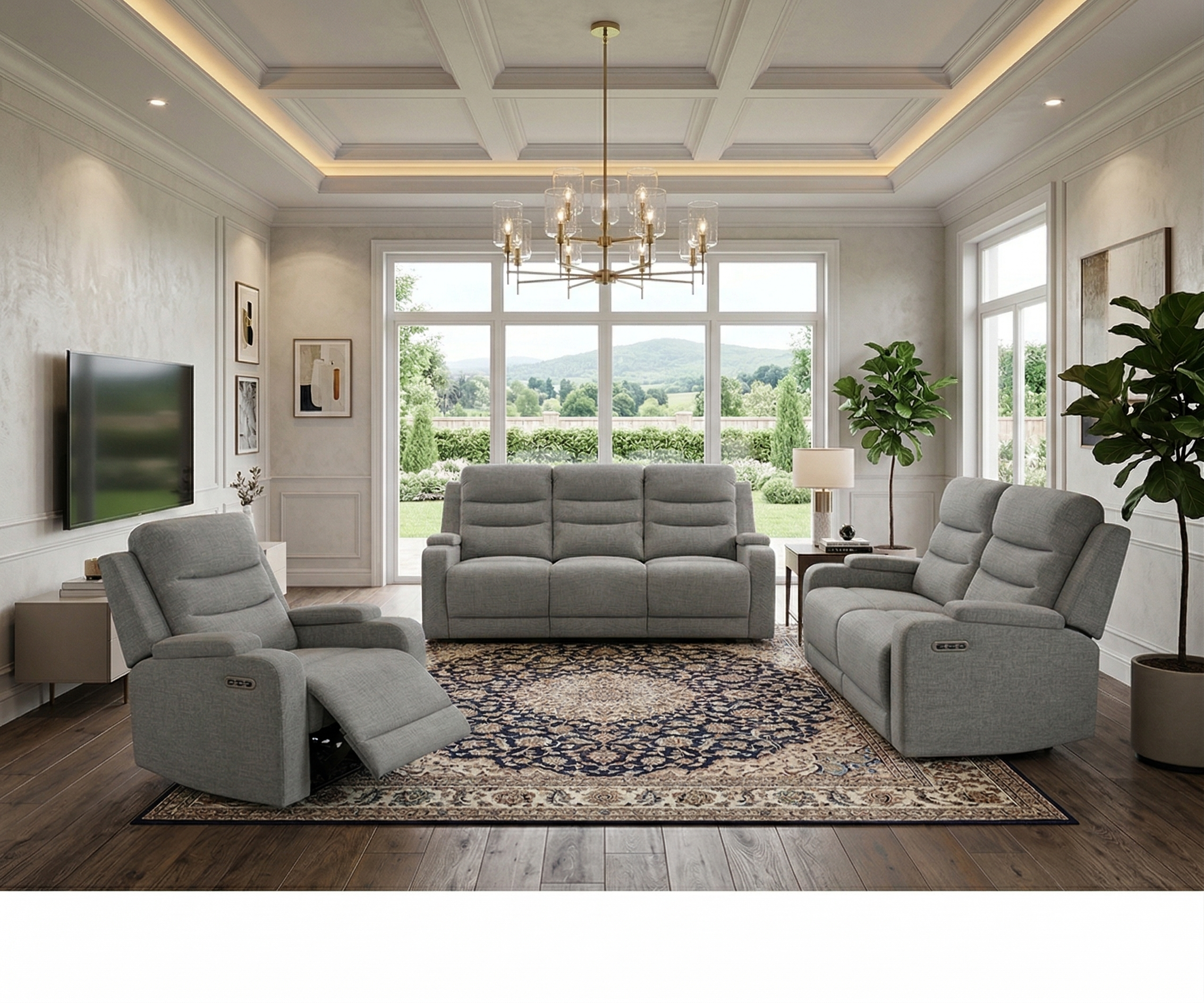 3 Piece Power Recliner with Power Headrest