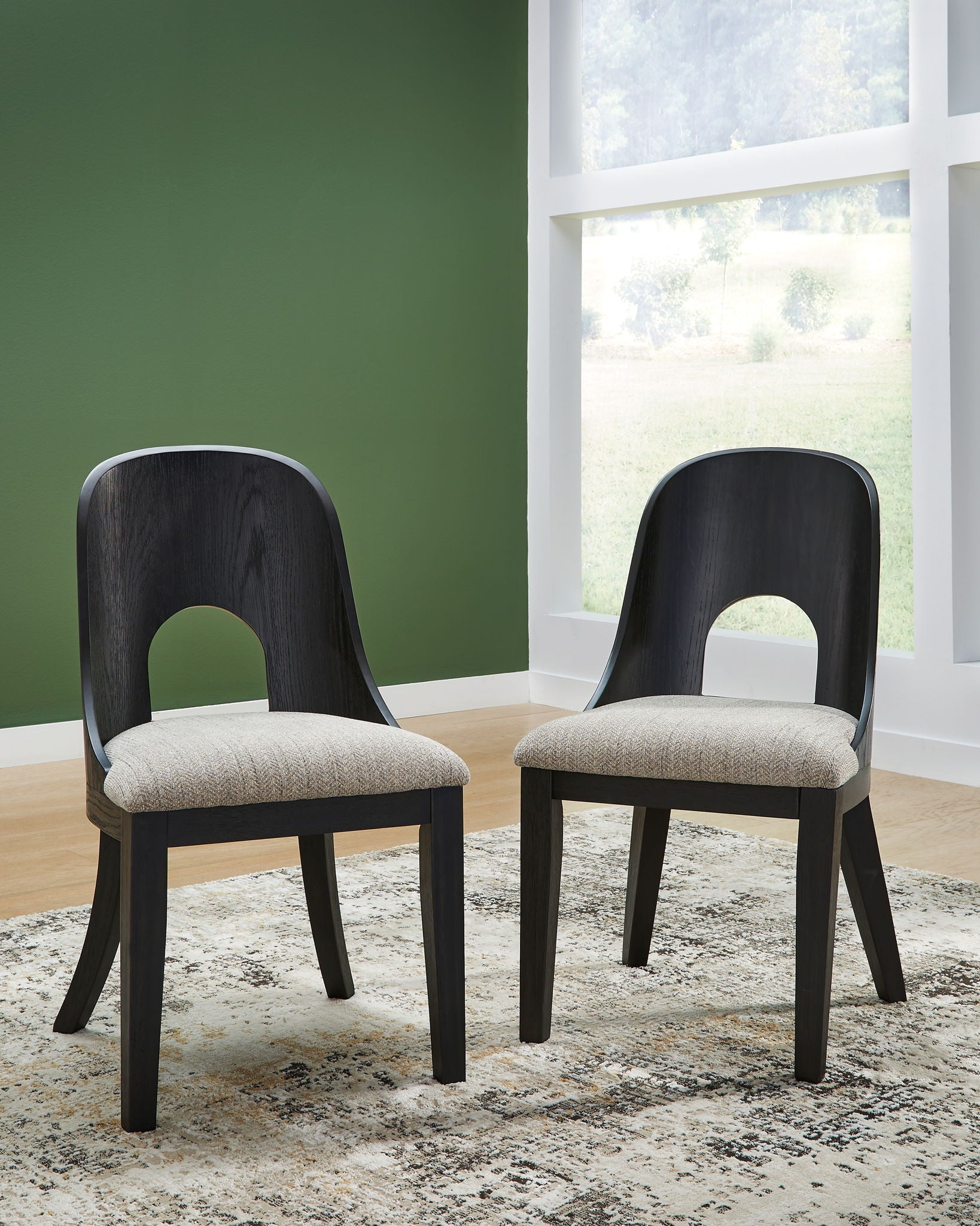 Rowanbeck - Chaise d'appoint rembourrée pour salle à manger (Lot de 2) - Gris / Noir