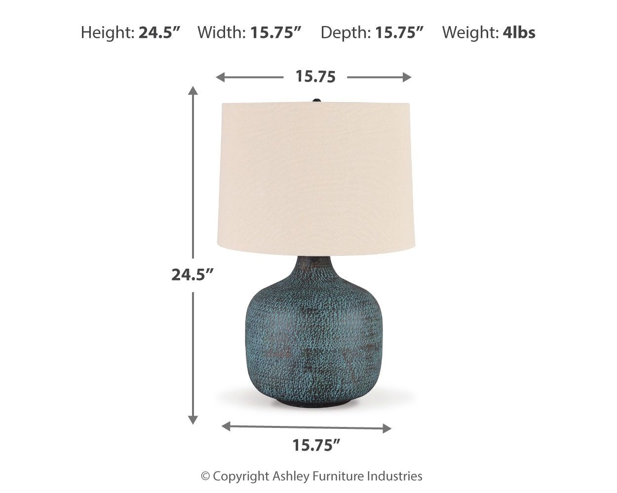 Malthace - Lampe de table en métal - Patine