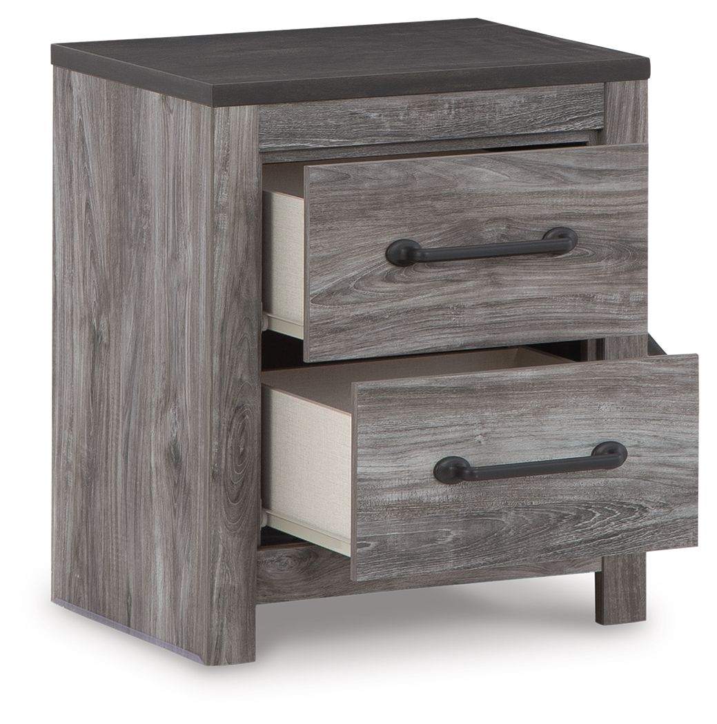 Bronyan - Table de chevet à deux tiroirs - Gris foncé