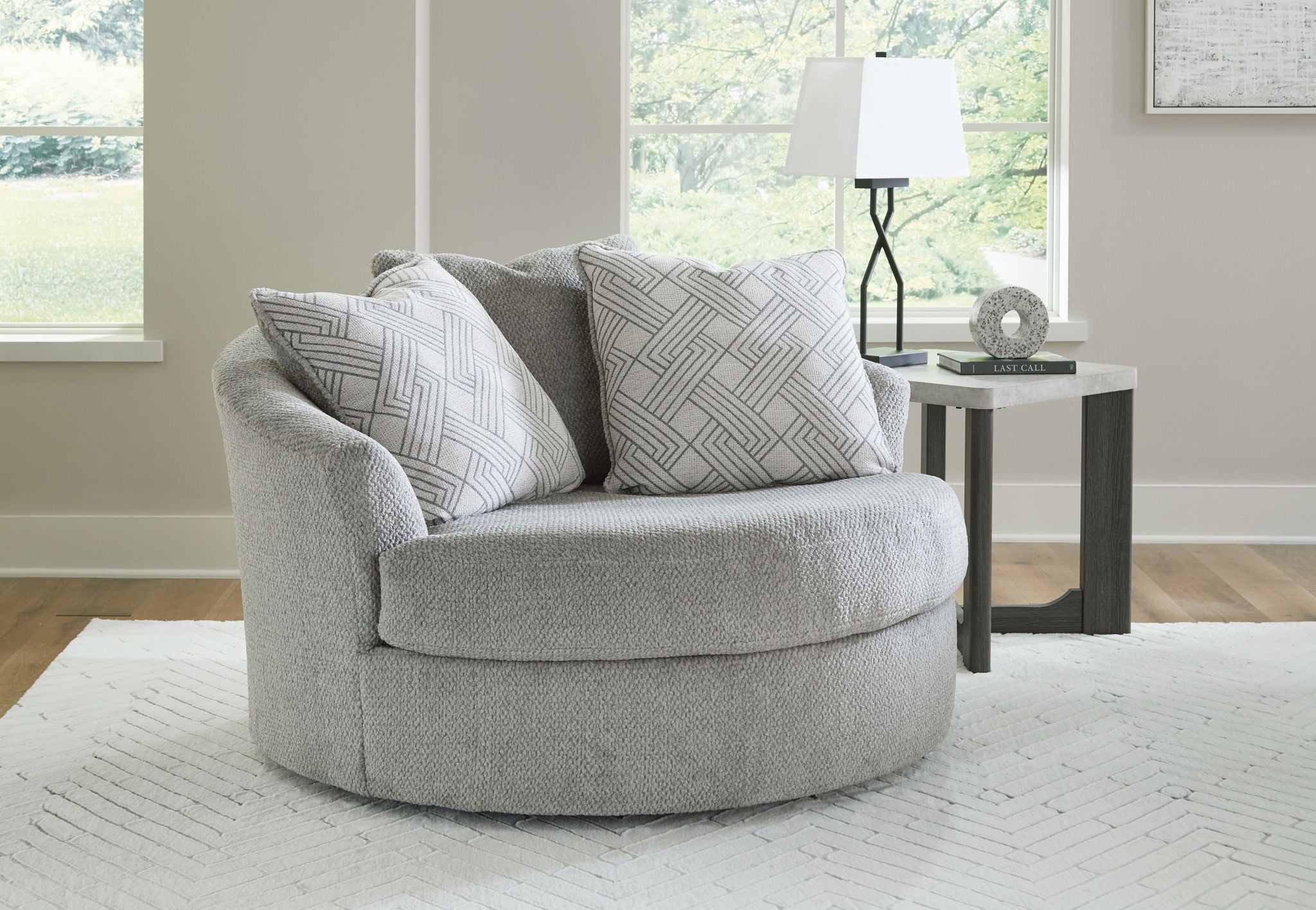 Casselbury - Fauteuil d'appoint pivotant surdimensionné - Tissu - Ciment