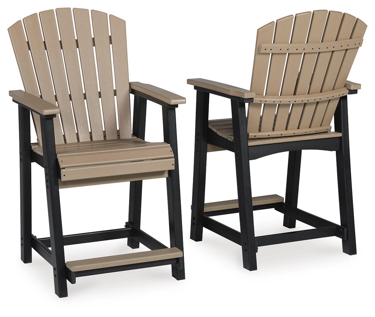 Fairen Trail - Tabouret de bar (Lot de 2) - Noir / Bois flotté