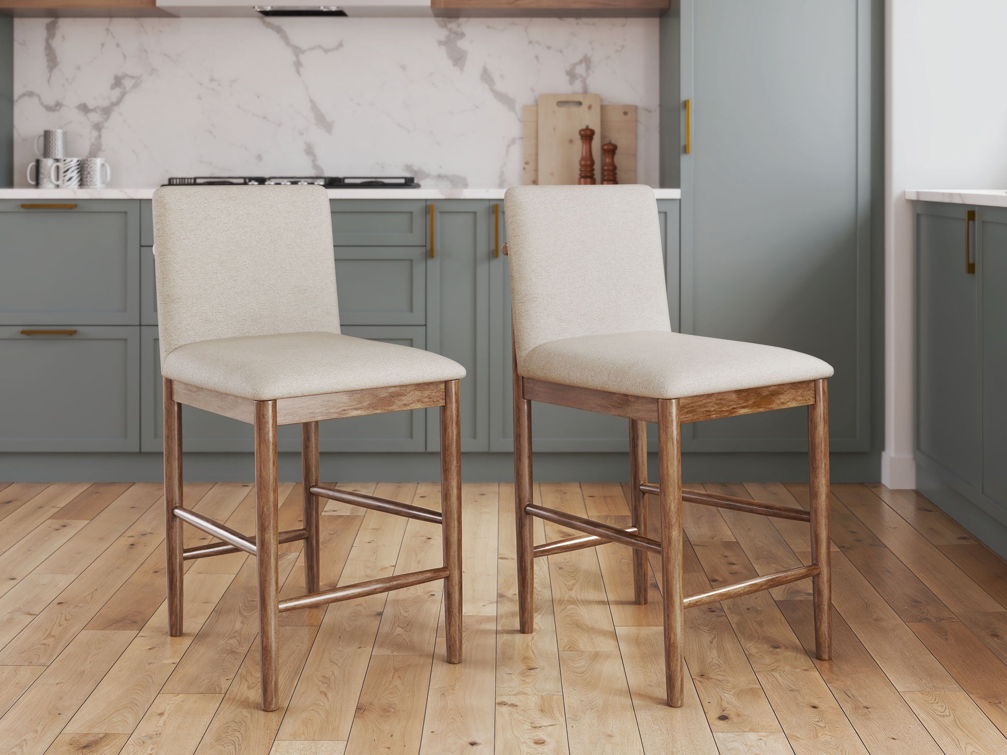 Isanti - Tabouret de bar rembourré (Lot de 2) - Marron clair