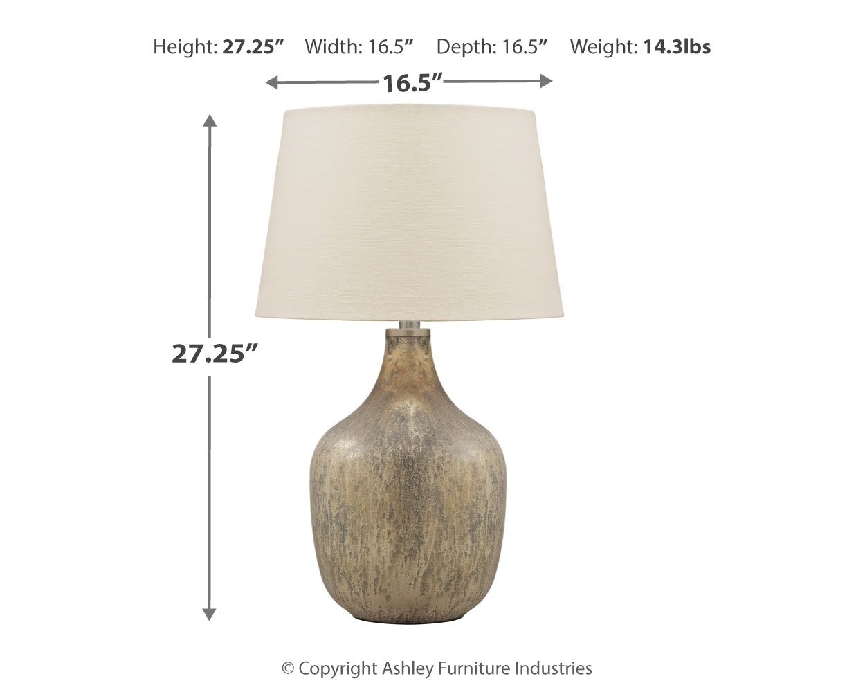 Mari - Lampe de table en verre - Finition gris / or