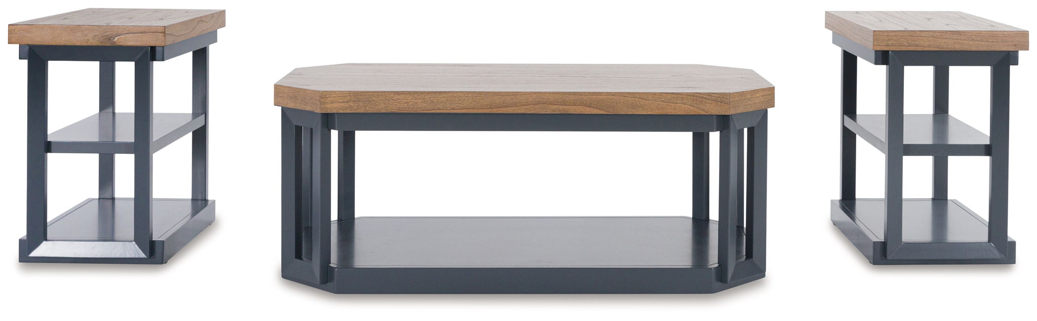 Landocken - Ensemble de tables d'appoint (Lot de 3) - Marron / Bleu