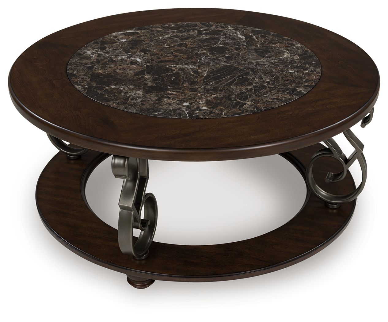Frallyn - Table Basse Ronde - Marron Foncé