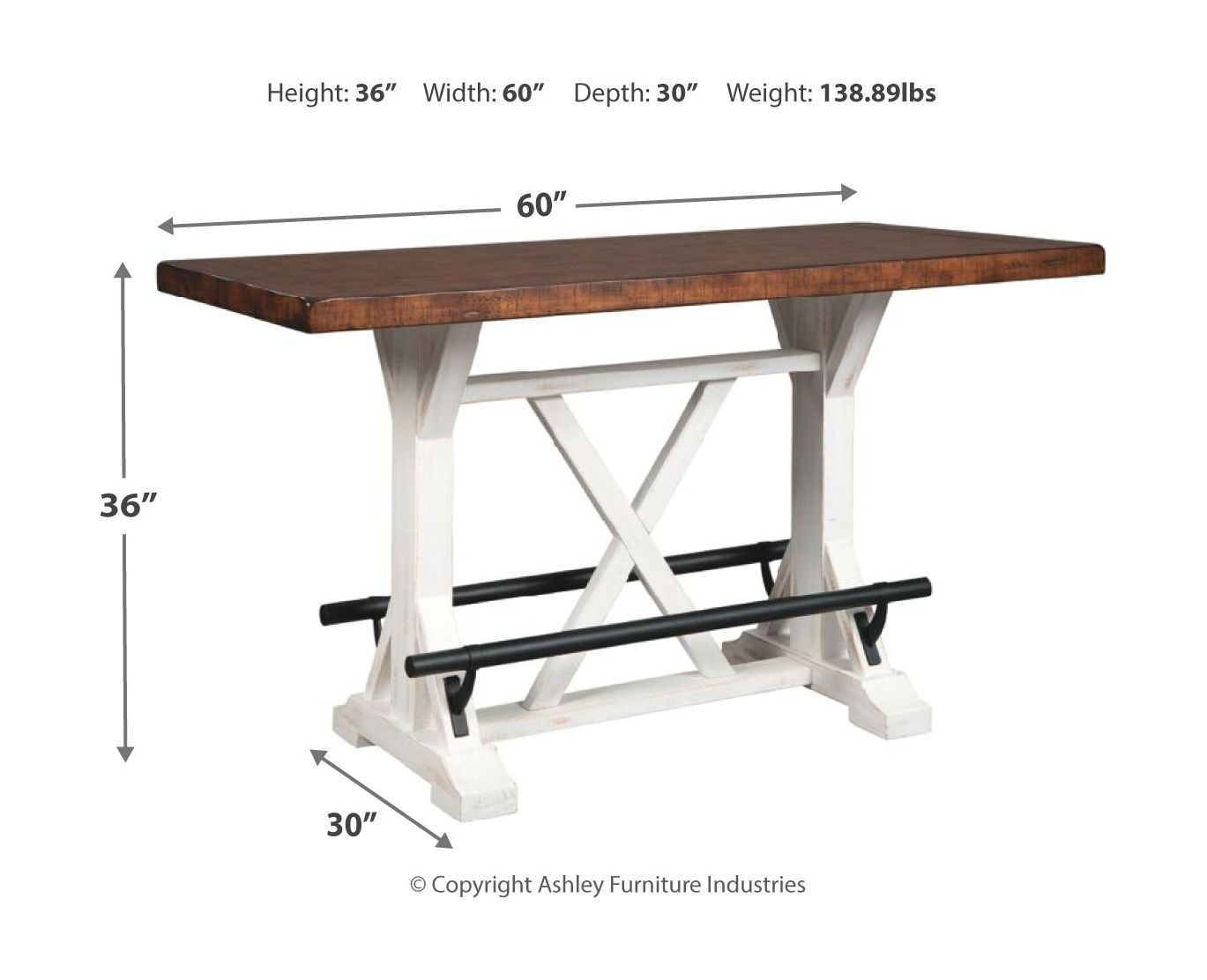 Valebeck - Ensemble table hauteur comptoir