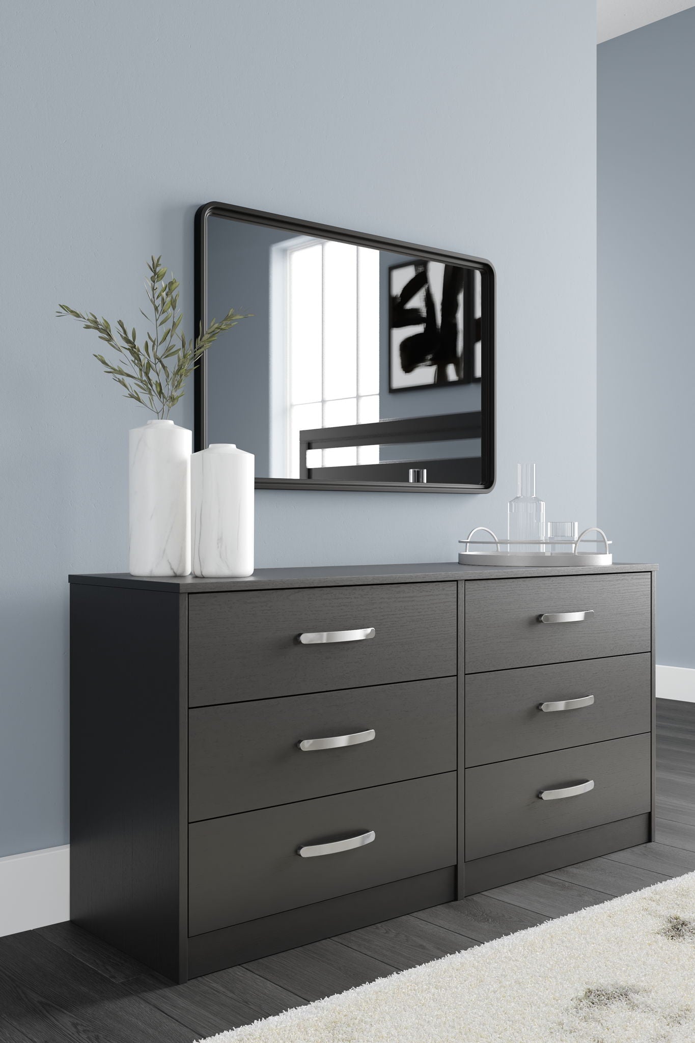 Commode à six tiroirs Finch – Hauteur 73,66 cm – Noire