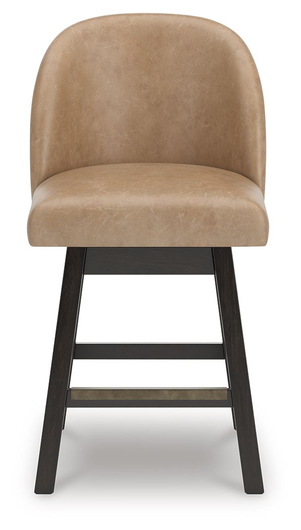 Neymorton - Tabouret de bar pivotant rembourré en similicuir (lot de 2) - Marron gris foncé