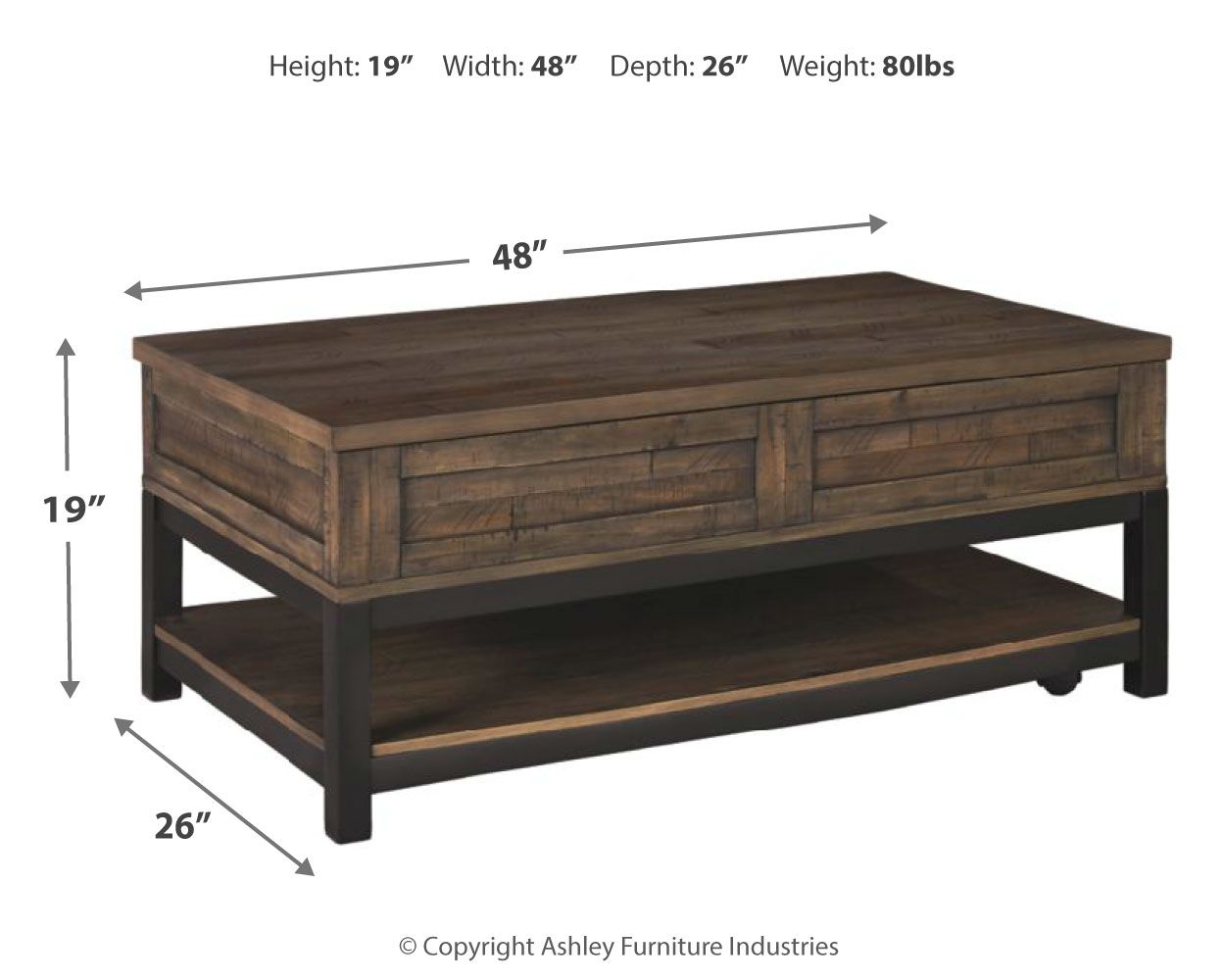 Johurst - TABLE BASSE RELEVABLE - Marron grisâtre