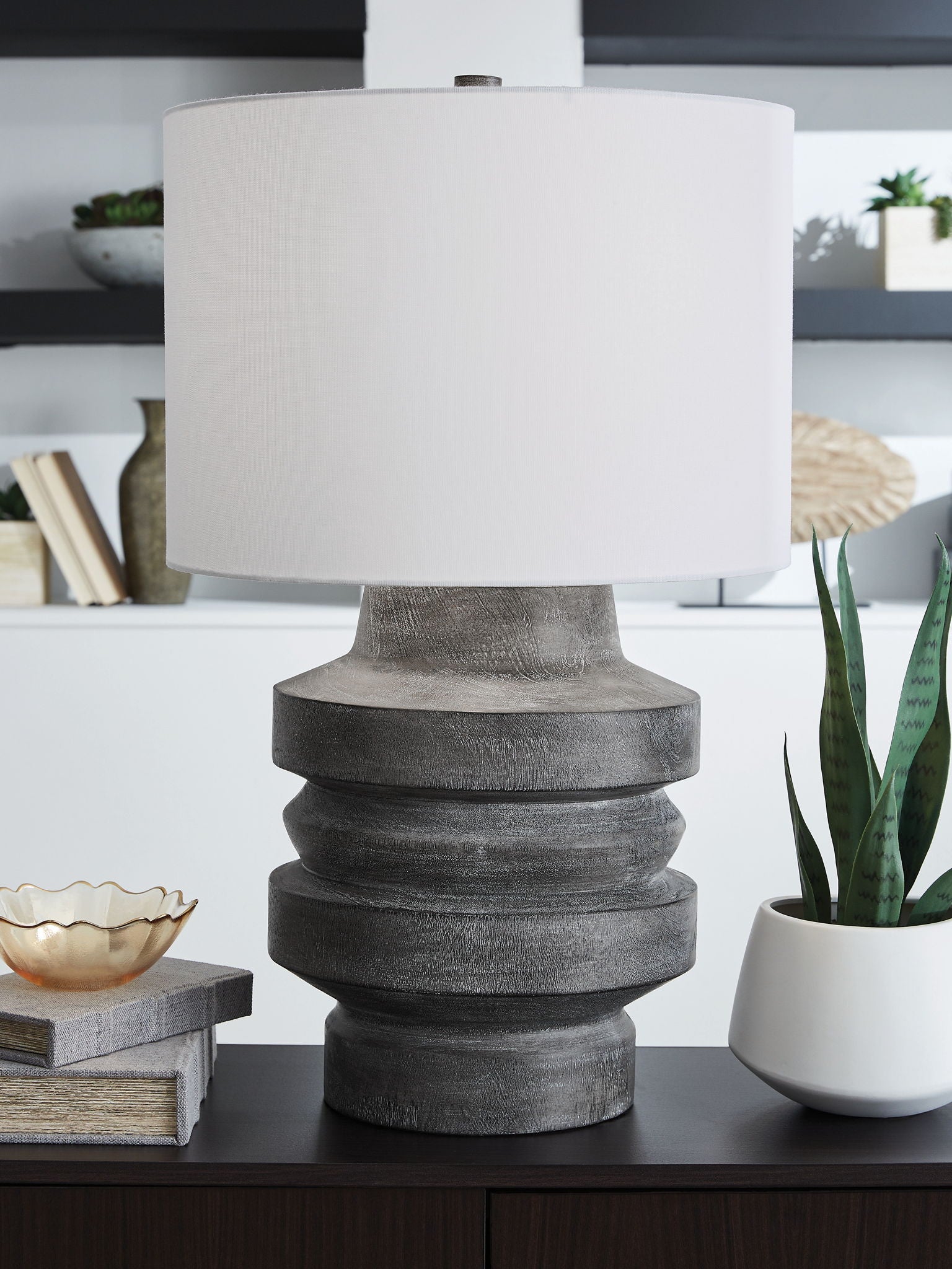 Wahida - Lampe de table Poly - Noir vieilli