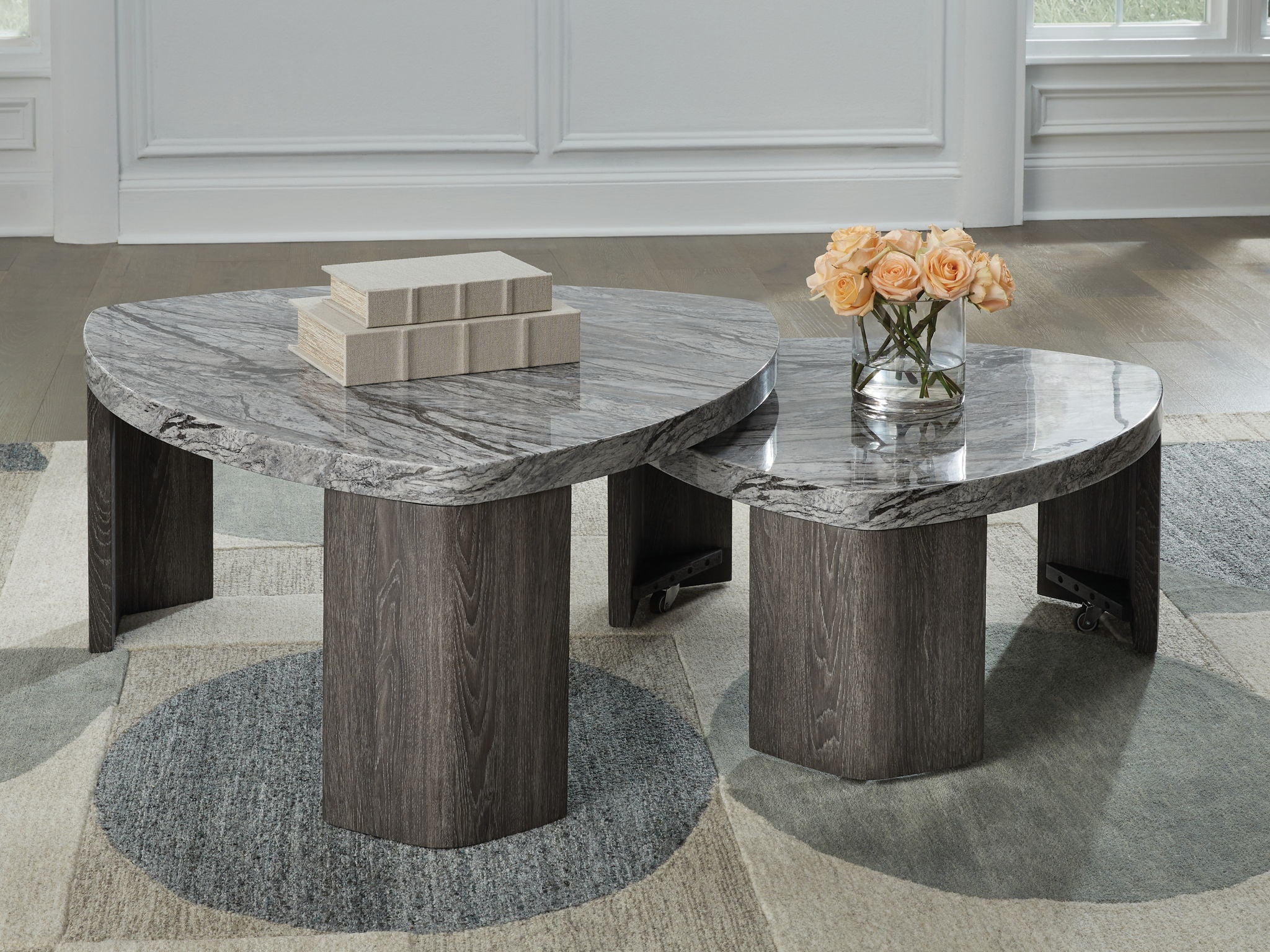 Surmour - Table basse empilable - Gris / Marron