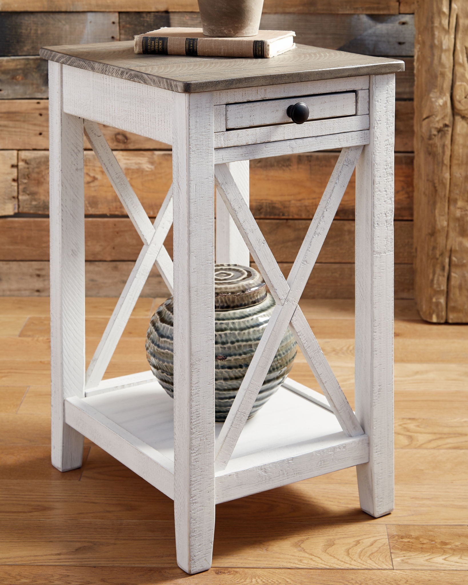 Adalane - Table d'appoint - Blanc / Gris
