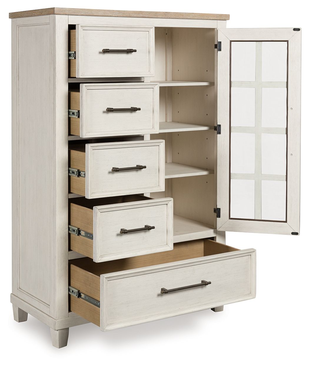 Shaybrock - Armoire de porte - Blanc ancien / Marron