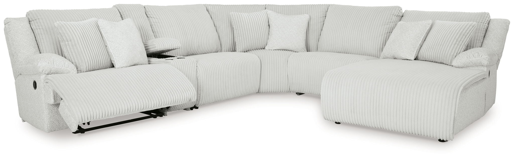 Haut de gamme - Canapé d'angle inclinable 6 places avec méridienne à droite - Tissu - Alloy