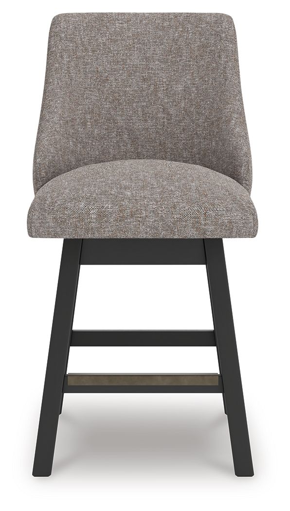Neymorton - Tabouret de bar pivotant rembourré (ensemble de 2) - Brun grisâtre foncé