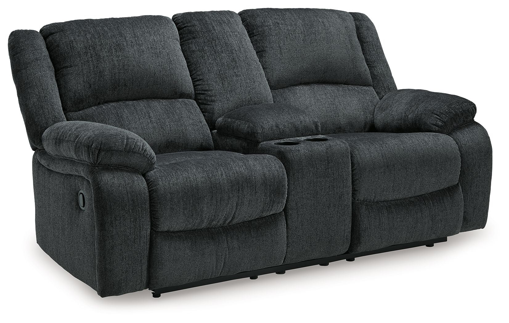 Draycoll - Causeuse inclinable double avec console - Tissu - Ardoise