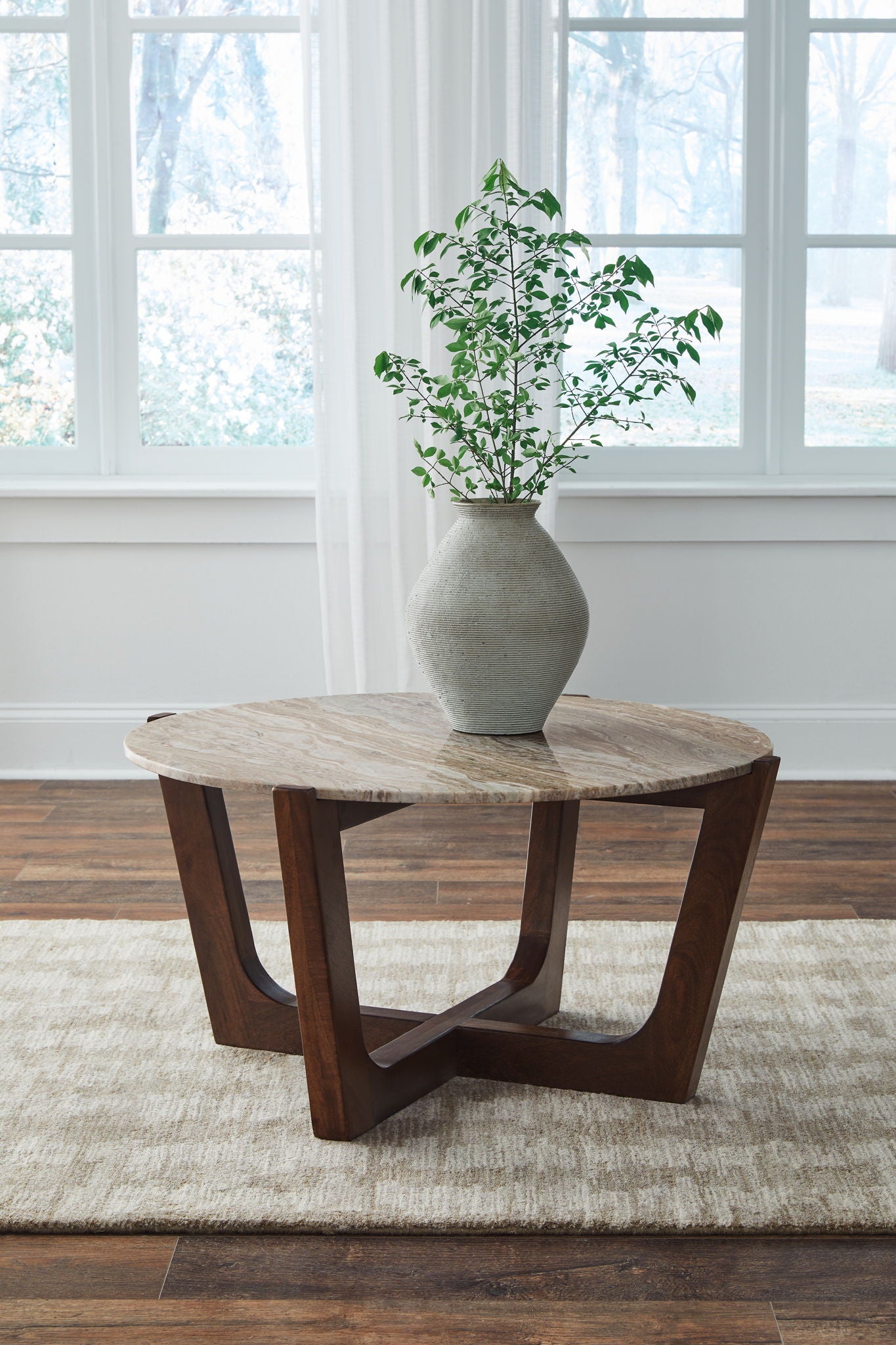 Tanidore - Table basse ronde - Brun chaud