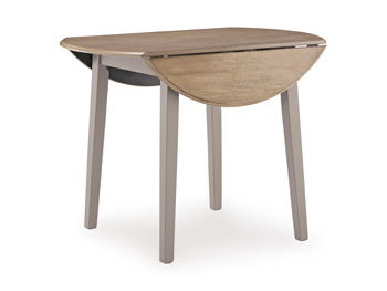 Harperfeld - Round Dining Room Drop Leaf Table - Natural / Gray
