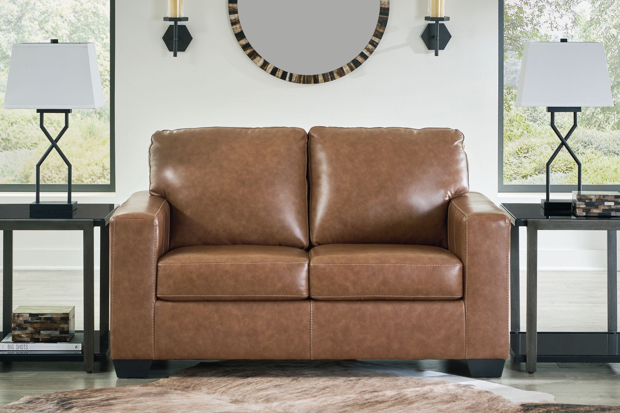 Bolsena - Causeuse - Cuir véritable et synthétique - Caramel