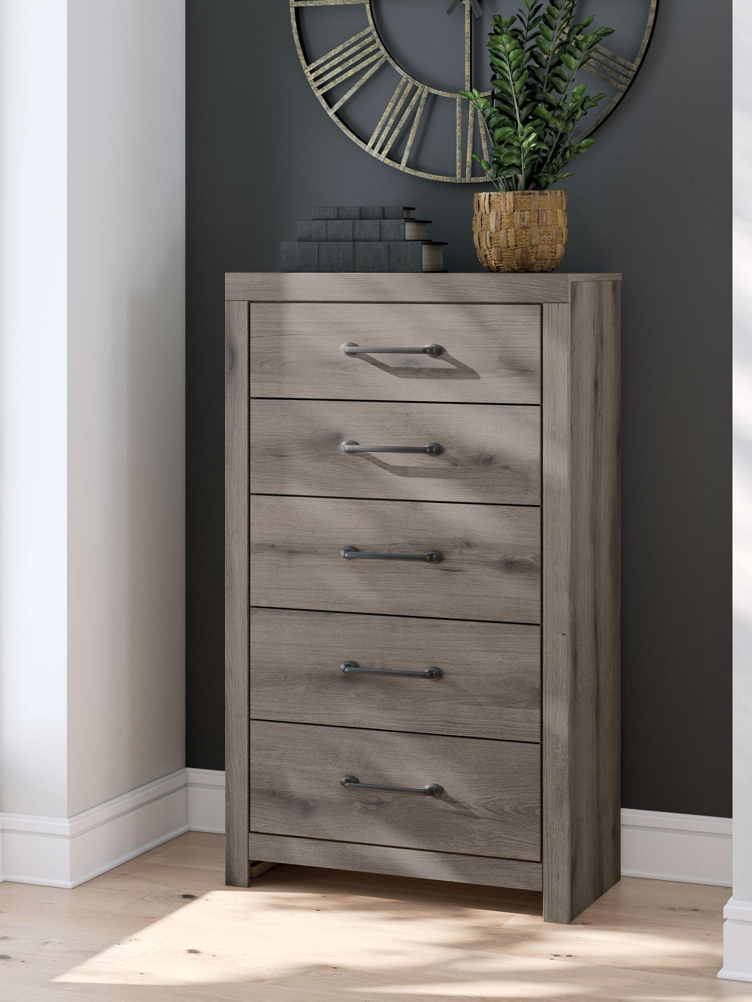 Graystorm - Commode à cinq tiroirs - Gris Marron