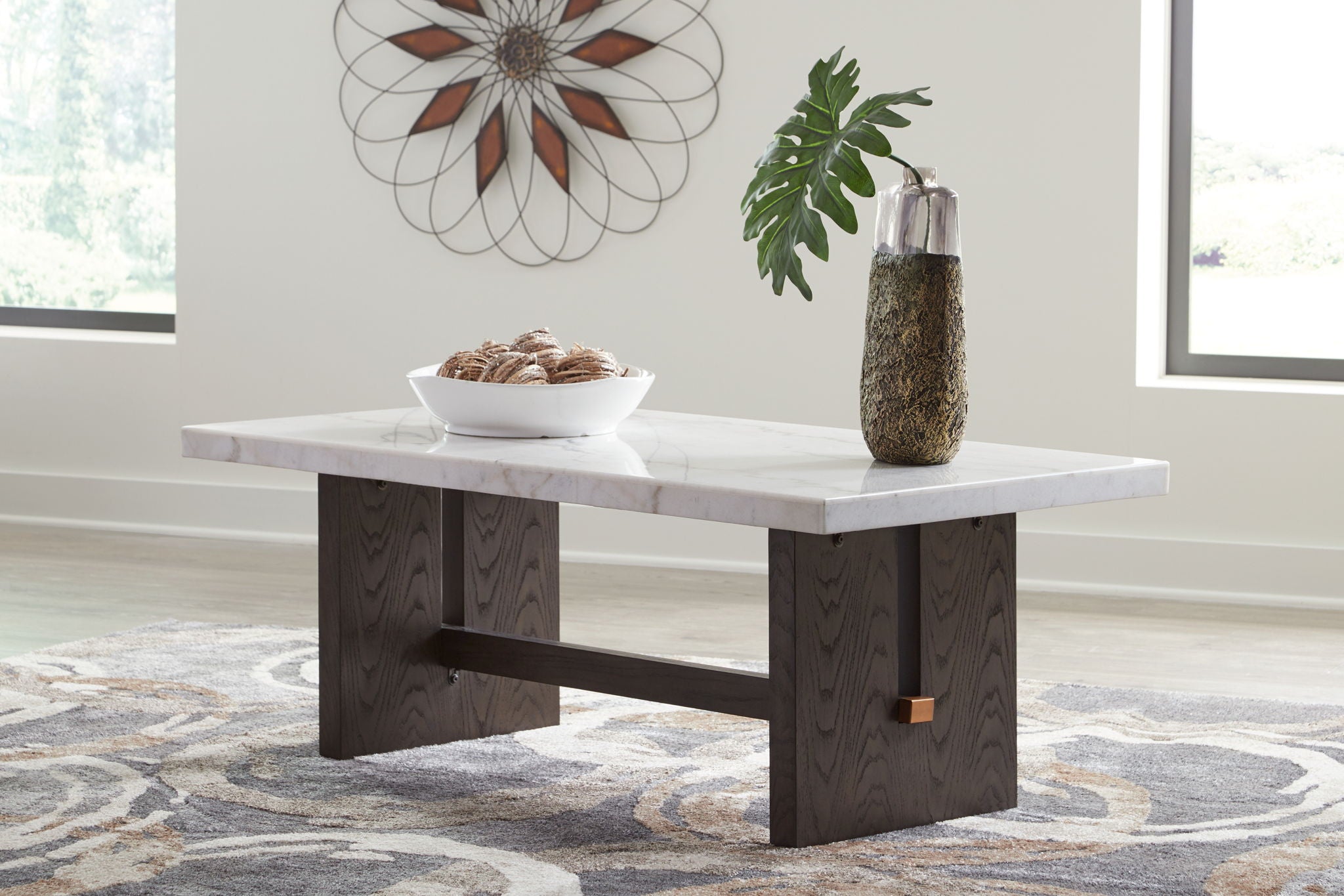 Burkhaus - Table Basse Rectangulaire - Blanc / Marron Foncé