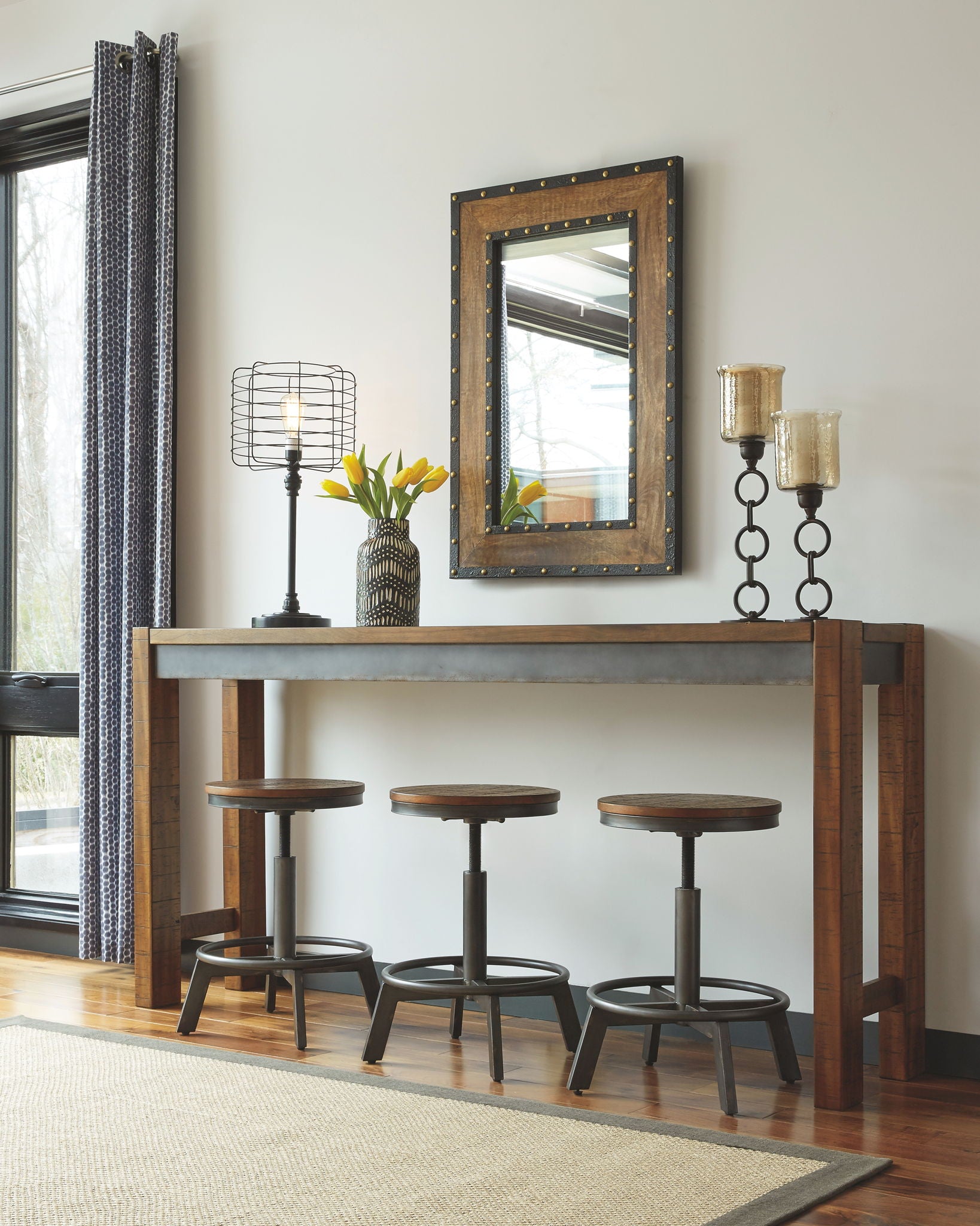 Torjin - Longue Table de Bar - Marron Foncé