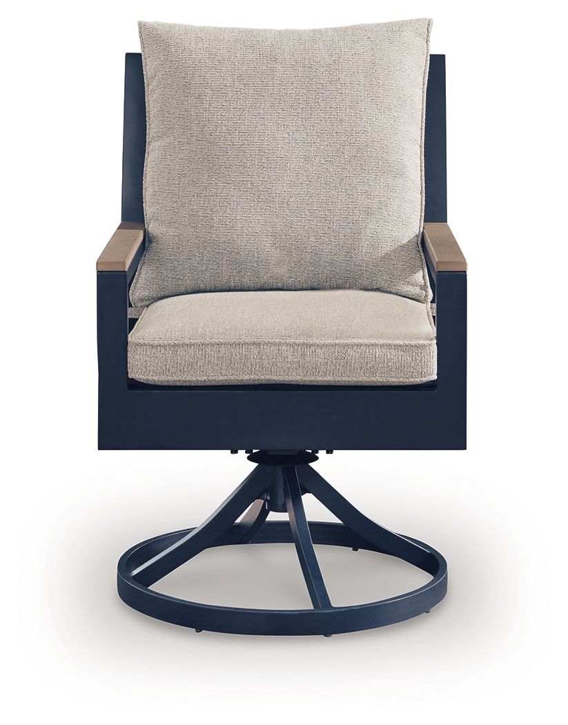 East Beach - Fauteuil pivotant avec coussin (Lot de 2) - Bleu