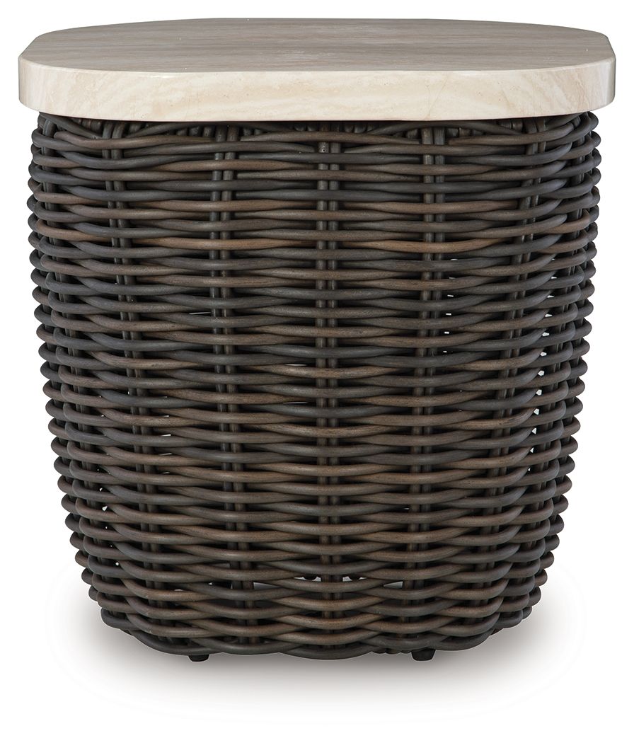 Kimora - Table d'appoint carrée - Beige / Brun foncé