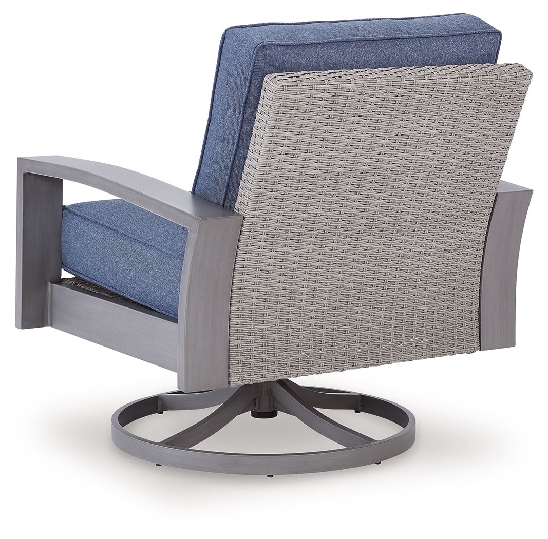 Plage de Half Moon - Fauteuil de salon pivotant avec coussin - Bleu/Gris