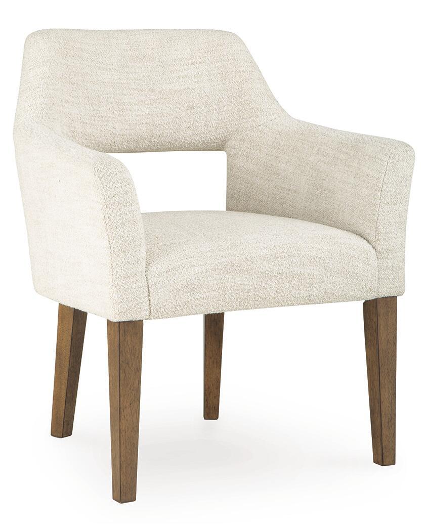 Marxmore - Chaise de salle à manger capitonnée avec accoudoirs (lot de 2) - Beige / Marron