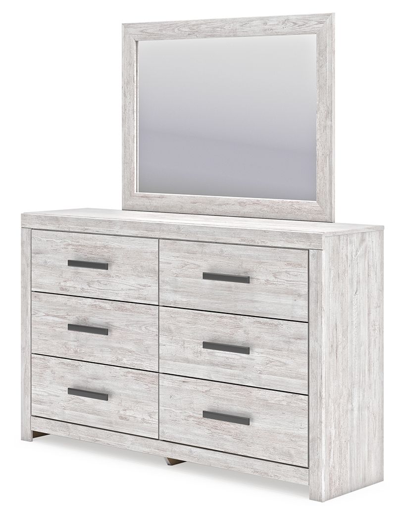 Cayboni - Commode et miroir - Blanc cérusé