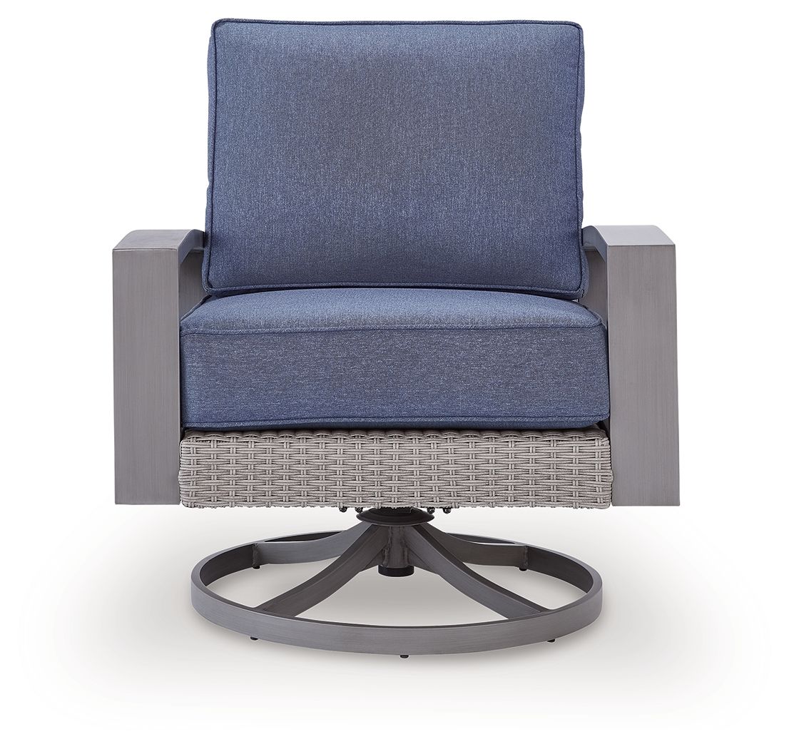 Plage de Half Moon - Fauteuil de salon pivotant avec coussin - Bleu/Gris