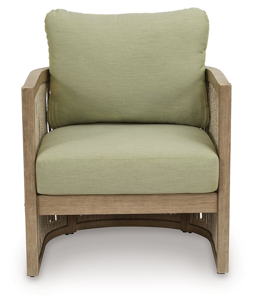 Serena Shores - Chaise longue avec coussin (Lot de 2) - Beige / Vert