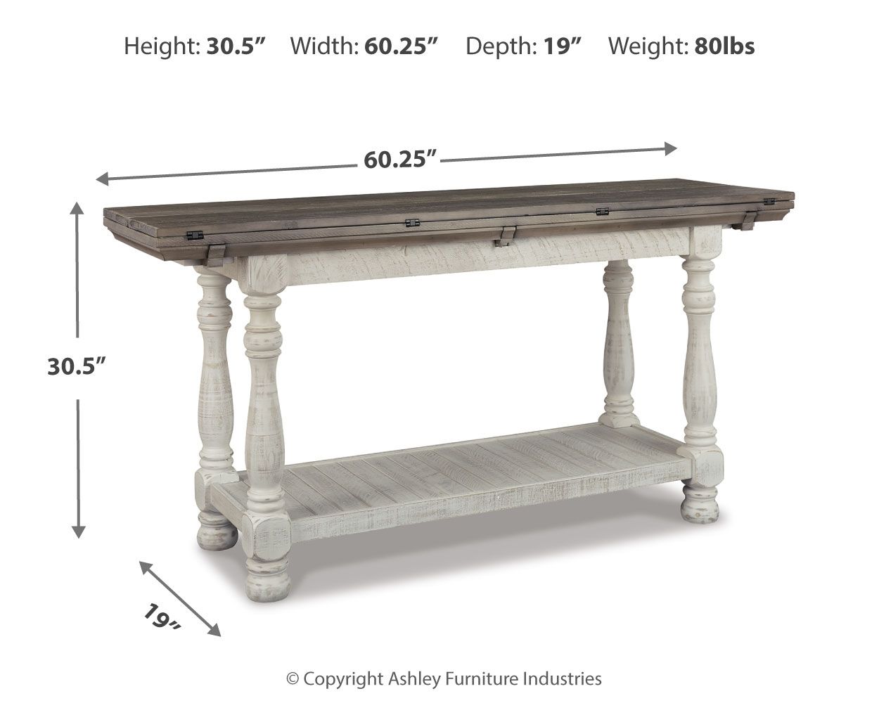 Havalance - Table de canapé relevable - Gris / Blanc