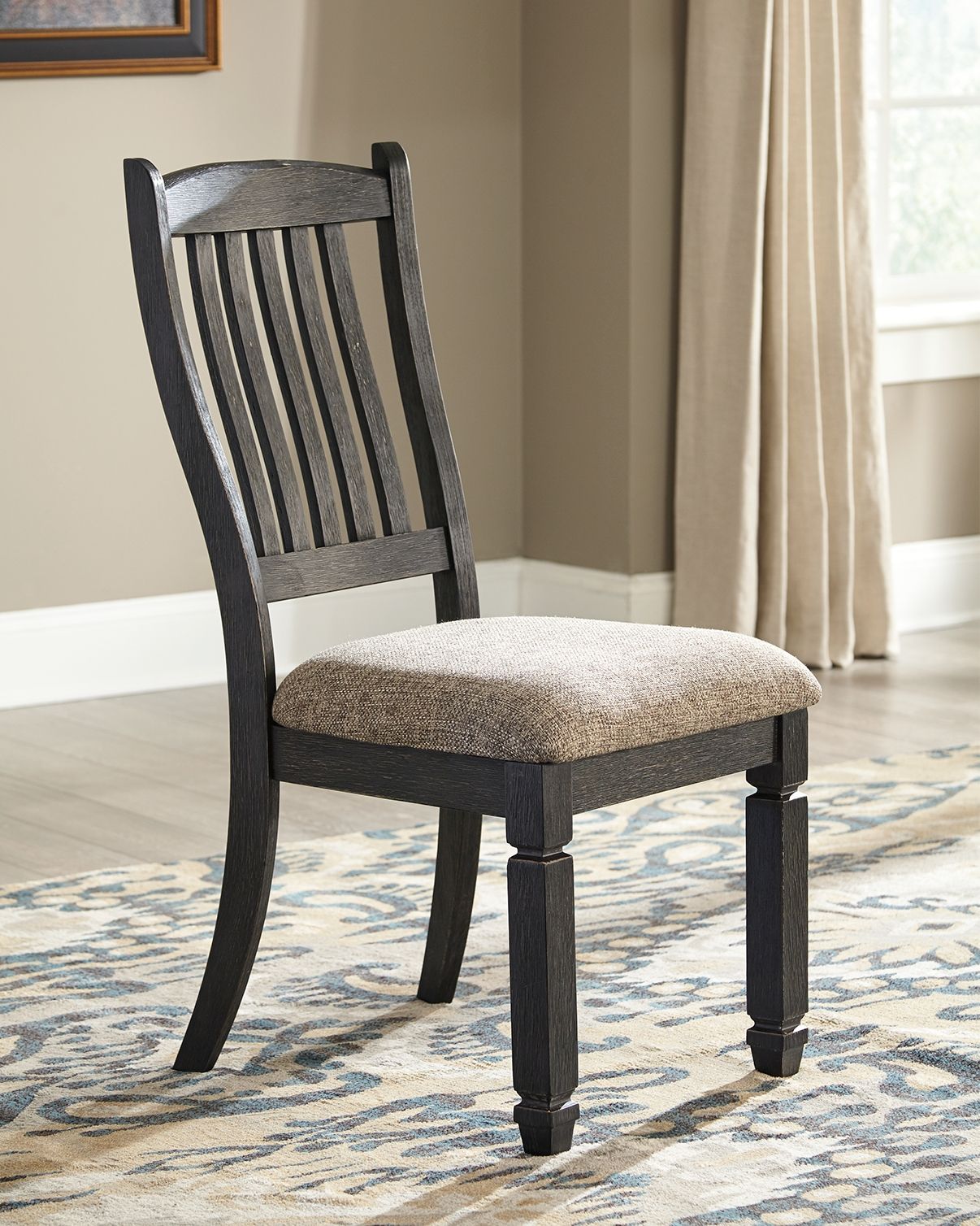 Tyler Creek - Chaise d'appoint rembourrée (lot de 2) - Dossier à lattes - Noir / Marron grisâtre