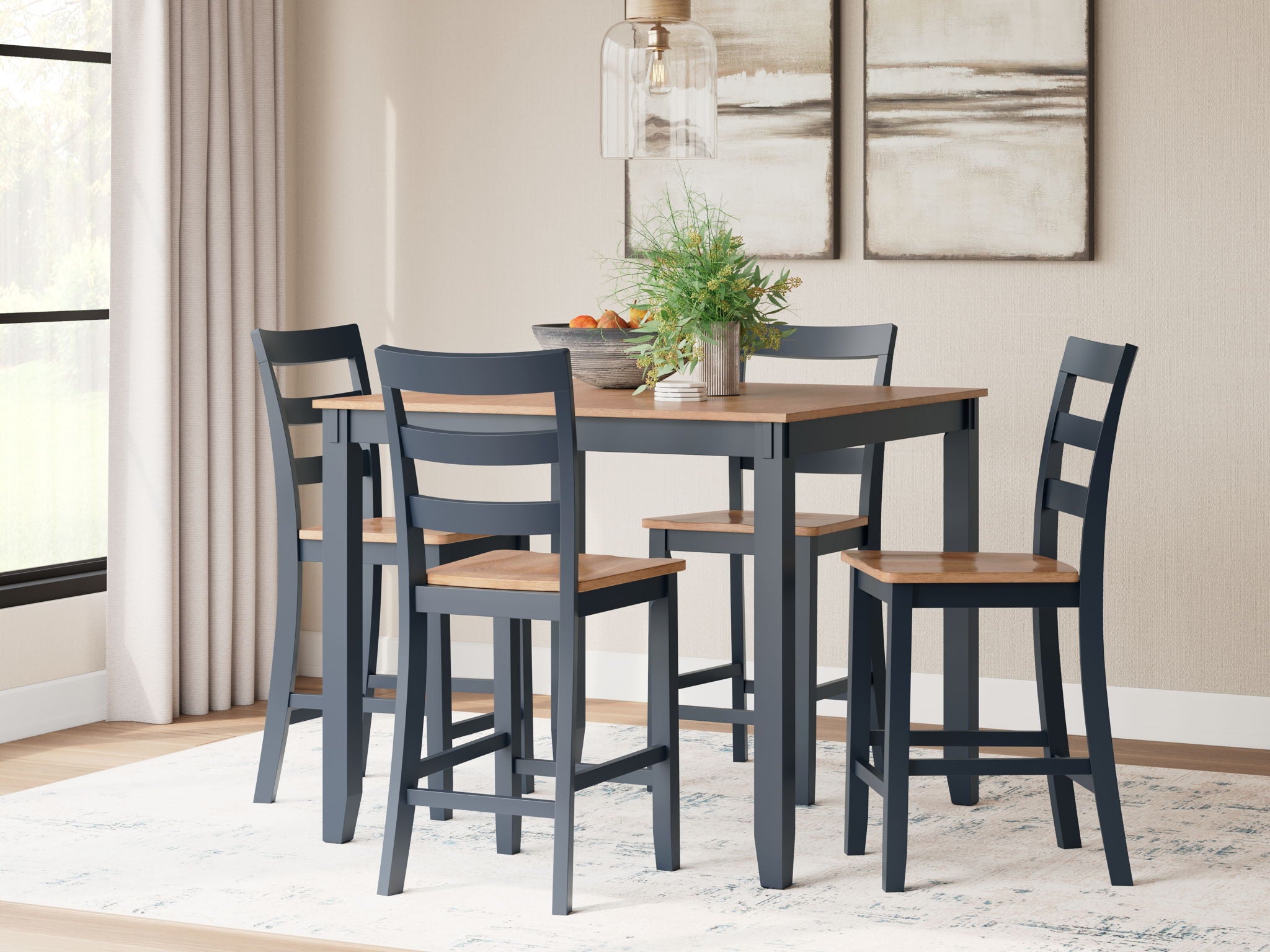 Gesthaven - Ensemble Table Haute et Chaises de Salle à Manger