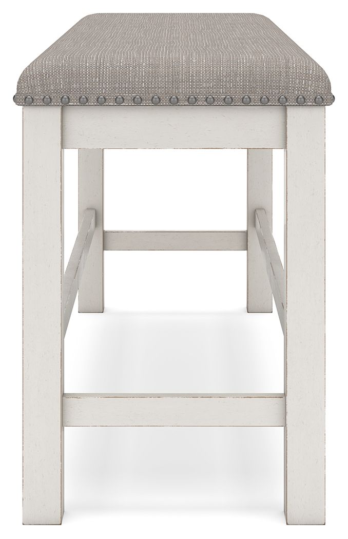 Robbinsdale - Banc de salle à manger capitonné hauteur comptoir double - Blanc antique