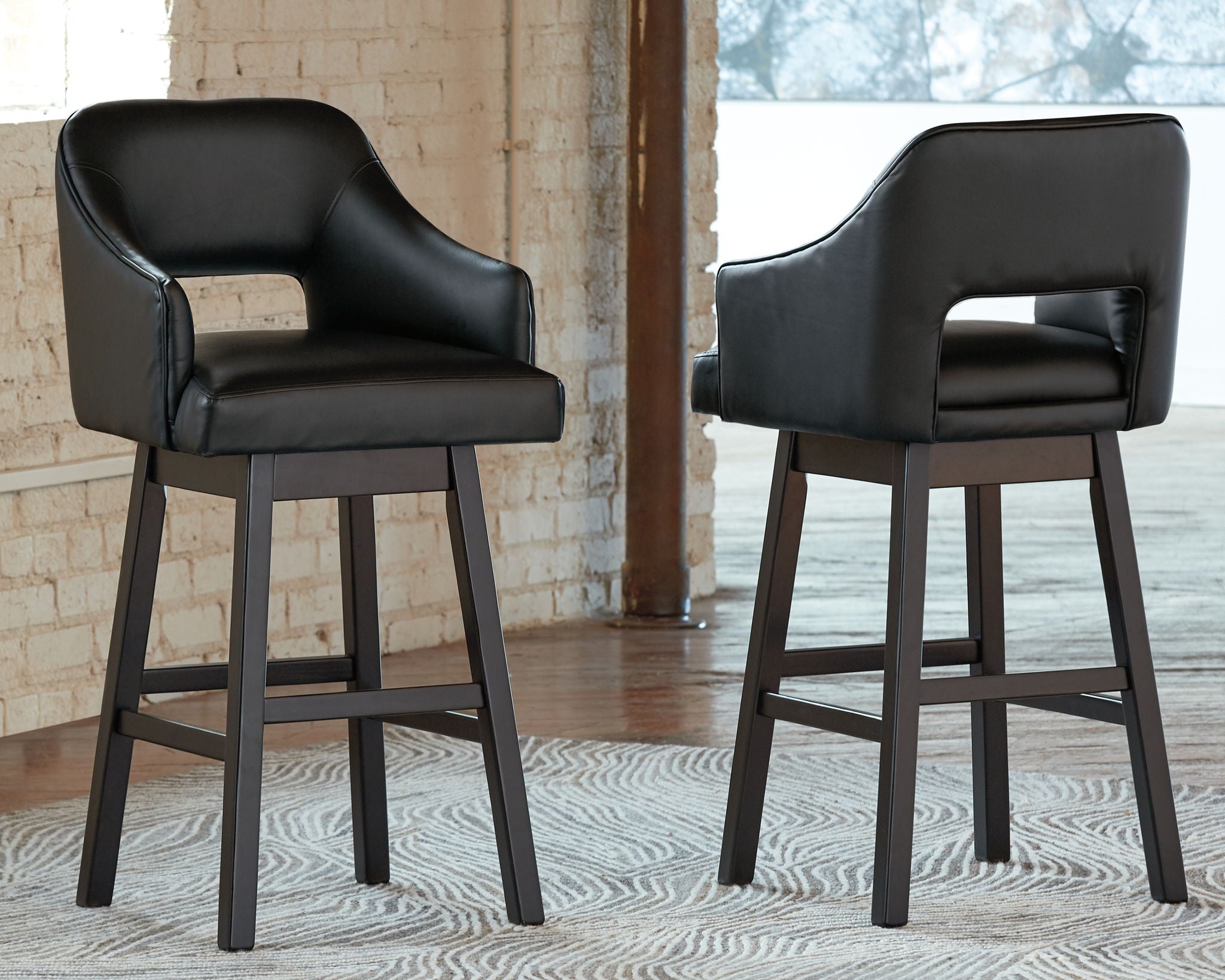 Tallenger - Tabouret de bar rembourré pivotant (Lot de 2)