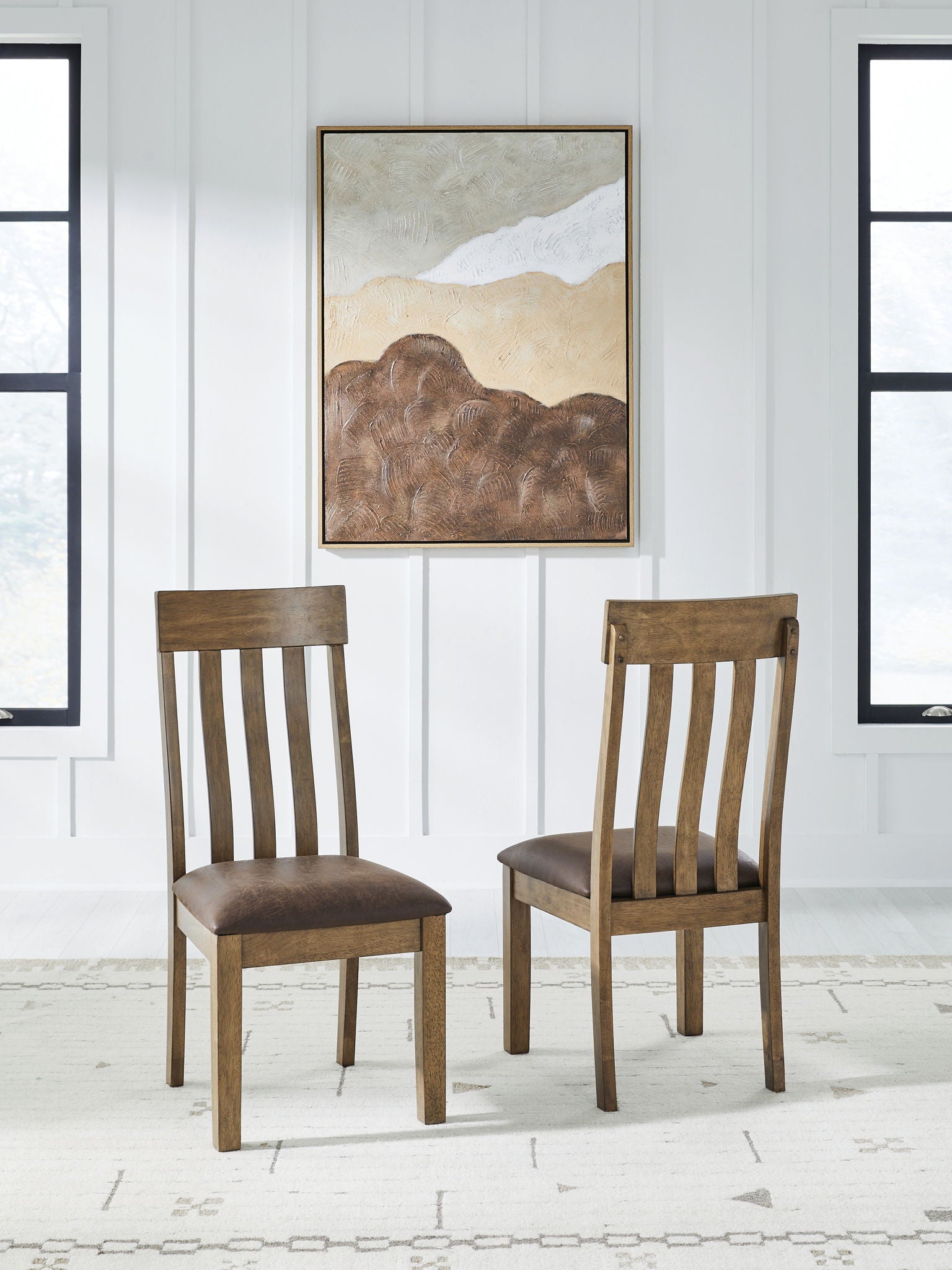 Urbinforte - Chaise de salle à manger capitonnée (Lot de 2) - Marron clair